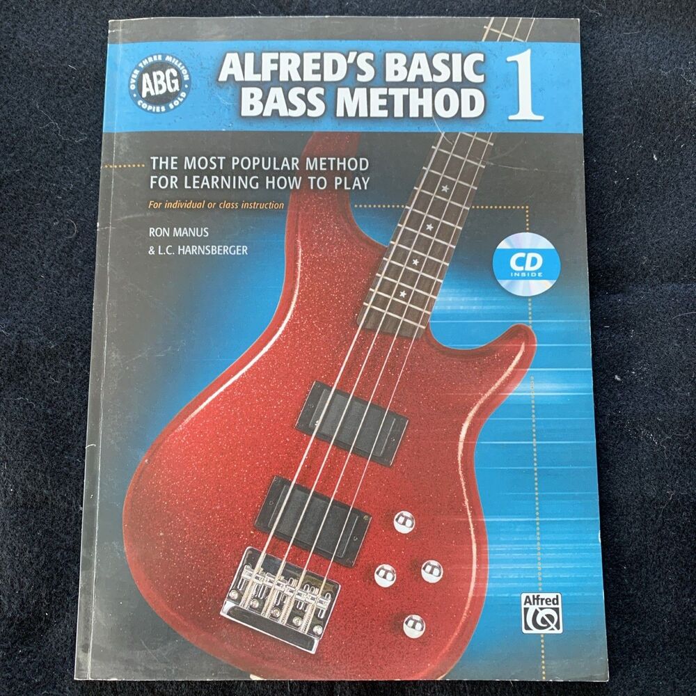 Alfred's Basic Bass Method Book 1 w/ CD & Laminated Bass Guitar Cord Chart EUC